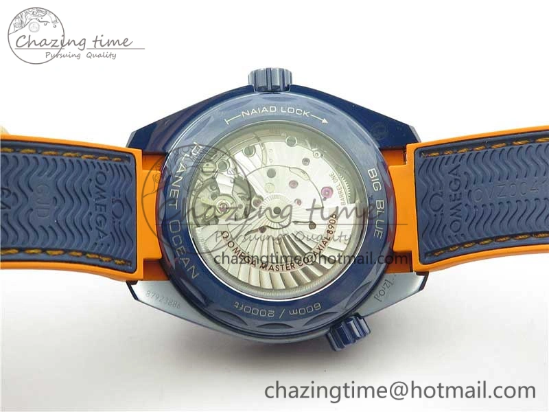 Planet Ocean 45.5mm Big Blue Real Ceramic VSF 1:1 Best Edition on Blue Rubber Strap A8906 Super Clone