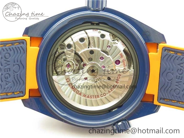 Planet Ocean 45.5mm Big Blue Real Ceramic VSF 1:1 Best Edition on Blue Rubber Strap A8906 Super Clone