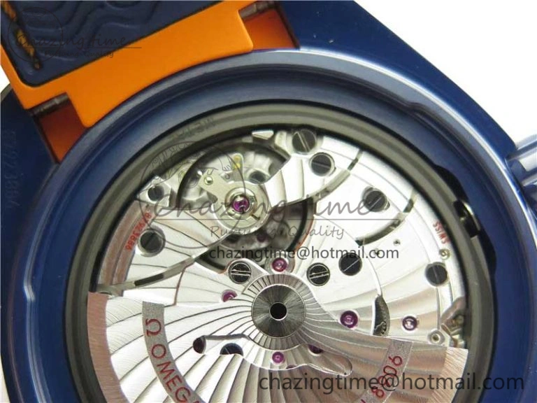 Planet Ocean 45.5mm Big Blue Real Ceramic VSF 1:1 Best Edition on Blue Rubber Strap A8906 Super Clone