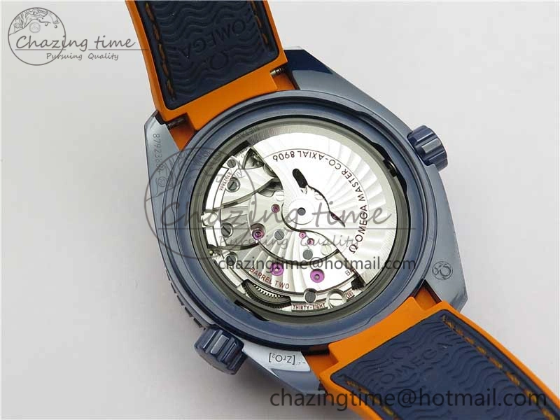 Planet Ocean 45.5mm Big Blue Real Ceramic VSF 1:1 Best Edition on Blue Rubber Strap A8906 Super Clone