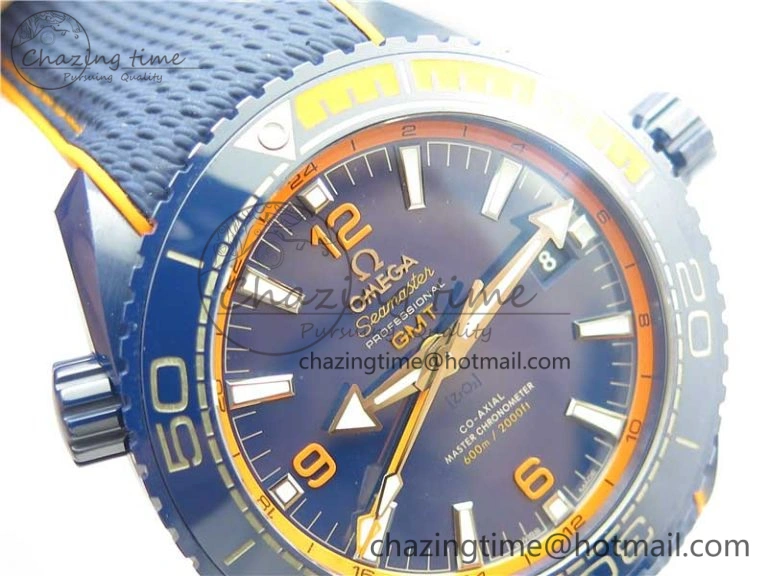Planet Ocean 45.5mm Big Blue Real Ceramic VSF 1:1 Best Edition on Blue Rubber Strap A8906 Super Clone