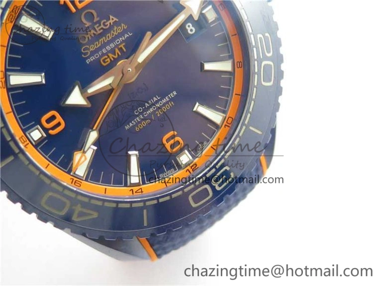 Planet Ocean 45.5mm Big Blue Real Ceramic VSF 1:1 Best Edition on Blue Rubber Strap A8906 Super Clone