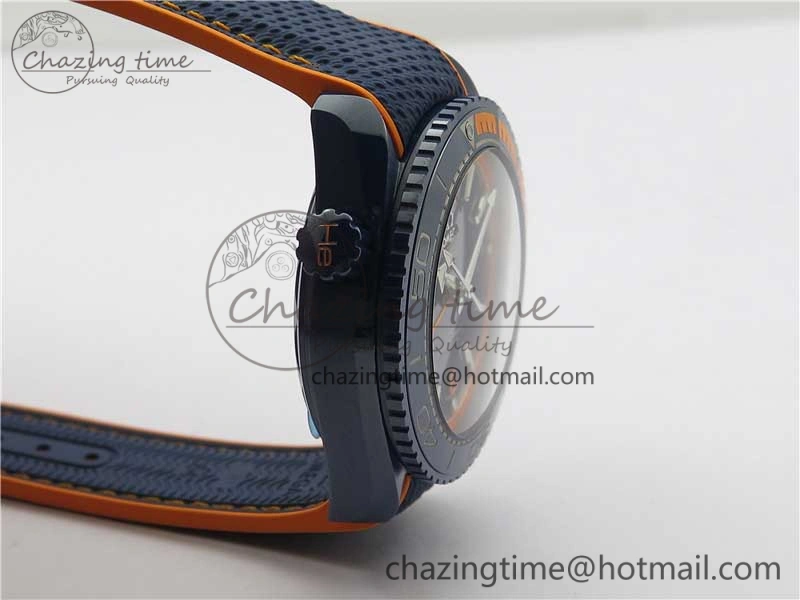 Planet Ocean 45.5mm Big Blue Real Ceramic VSF 1:1 Best Edition on Blue Rubber Strap A8906 Super Clone