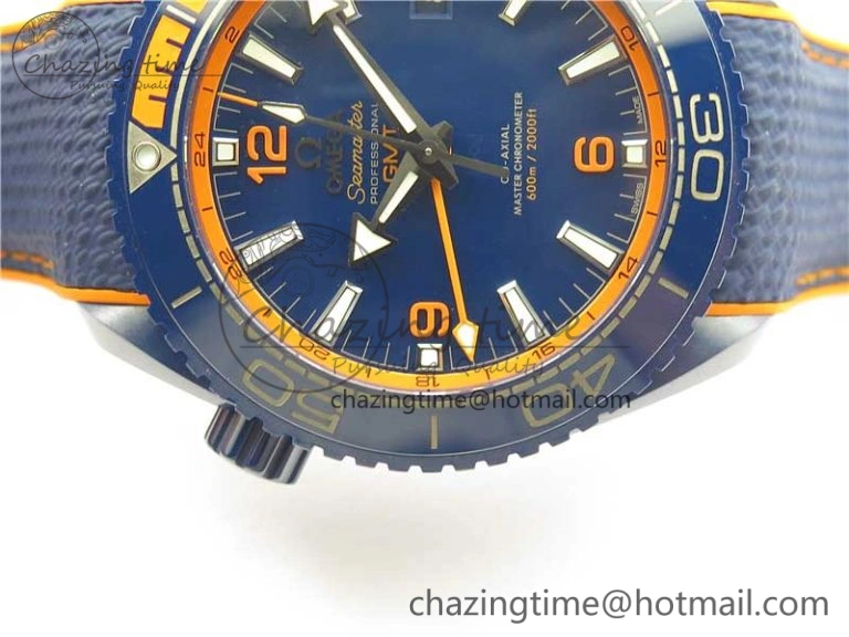 Planet Ocean 45.5mm Big Blue Real Ceramic VSF 1:1 Best Edition on Blue Rubber Strap A8906 Super Clone