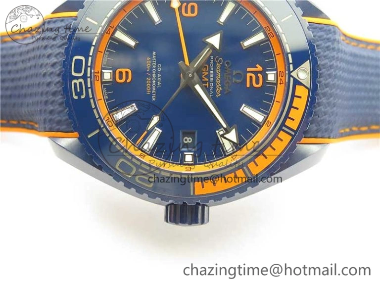 Planet Ocean 45.5mm Big Blue Real Ceramic VSF 1:1 Best Edition on Blue Rubber Strap A8906 Super Clone