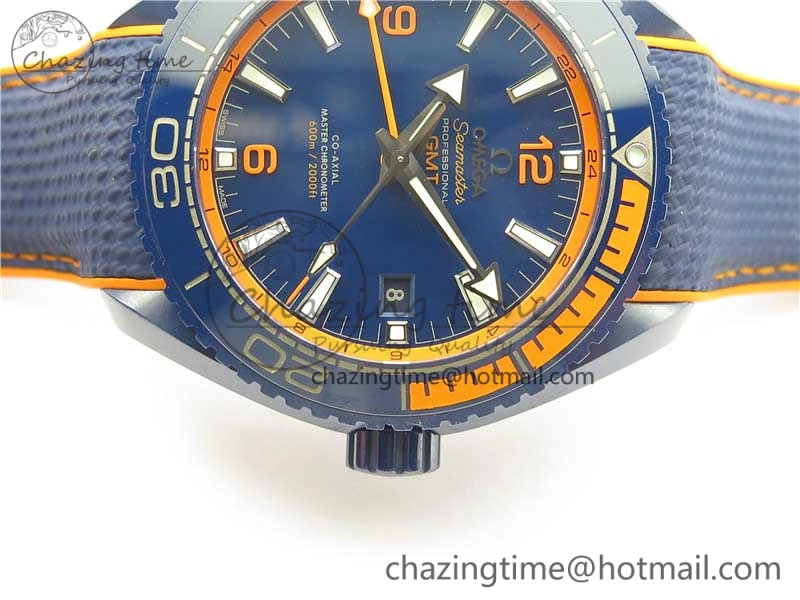 Planet Ocean 45.5mm Big Blue Real Ceramic VSF 1:1 Best Edition on Blue Rubber Strap A8906 Super Clone