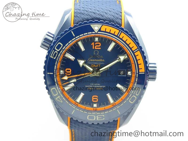 Planet Ocean 45.5mm Big Blue Real Ceramic VSF 1:1 Best Edition on Blue Rubber Strap A8906 Super Clone
