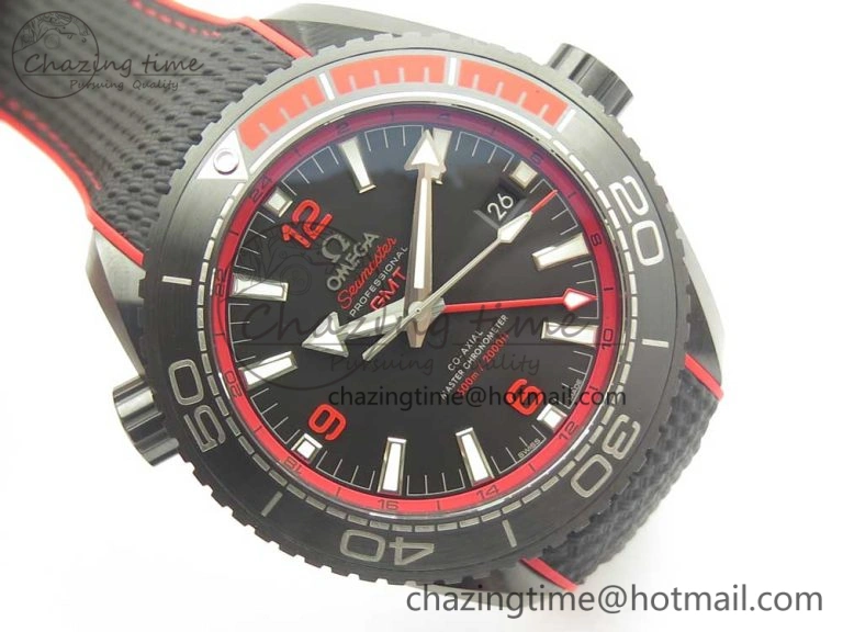 Planet Ocean 45.5mm Deep Black red Real Ceramic VSF 1:1 Best Edition on Black Nylon Strap A8906 Super Clone