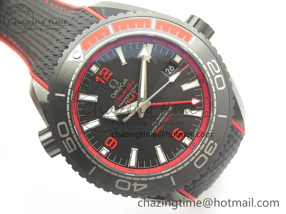 Planet Ocean 45.5mm Deep Black red Real Ceramic VSF 1:1 Best Edition on Black Nylon Strap A8906 Super Clone