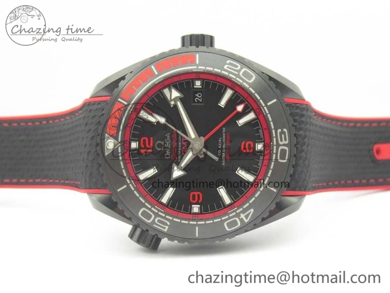 Planet Ocean 45.5mm Deep Black red Real Ceramic VSF 1:1 Best Edition on Black Nylon Strap A8906 Super Clone