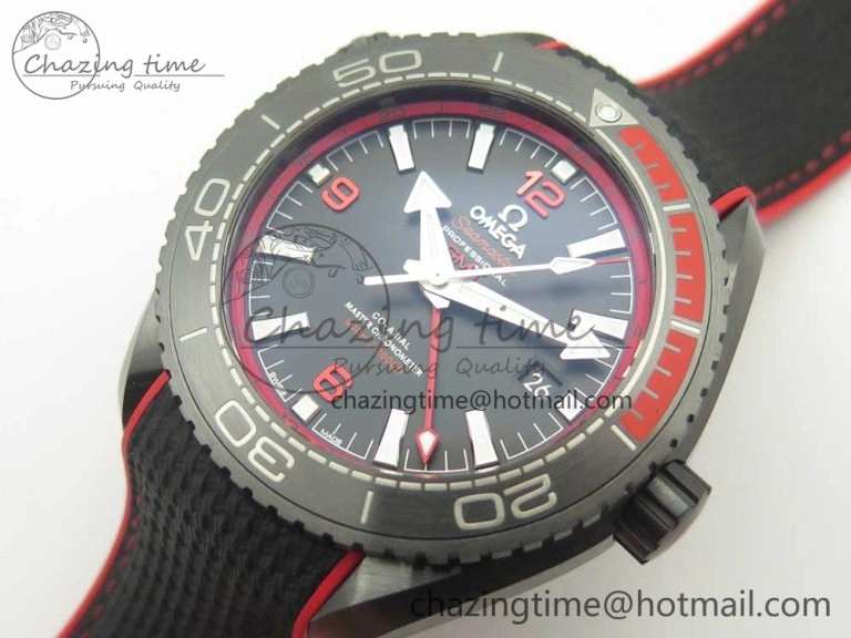 Planet Ocean 45.5mm Deep Black red Real Ceramic VSF 1:1 Best Edition on Black Nylon Strap A8906 Super Clone