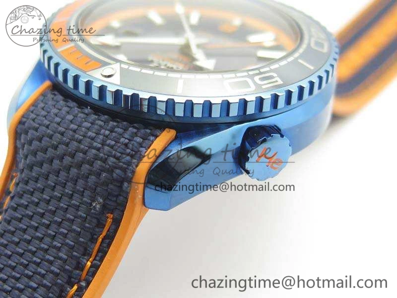 Planet Ocean 45mm GMT Blue DLC Black OMF Best Edition Blue Dial On Blue Gummy Strap A8906