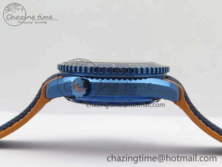 Planet Ocean 45mm GMT Blue DLC Black OMF Best Edition Blue Dial On Blue Gummy Strap A8906