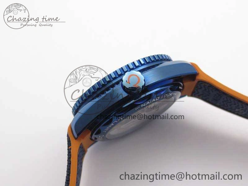 Planet Ocean 45mm GMT Blue DLC Black OMF Best Edition Blue Dial On Blue Gummy Strap A8906