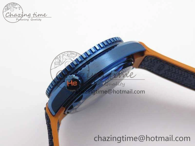 Planet Ocean 45mm GMT Blue DLC Black OMF Best Edition Blue Dial On Blue Gummy Strap A8906