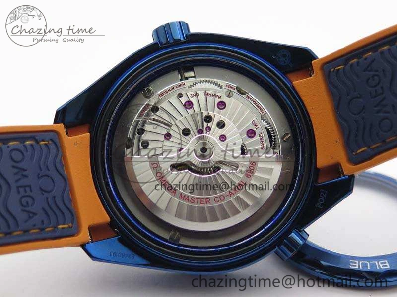Planet Ocean 45mm GMT Blue DLC Black OMF Best Edition Blue Dial On Blue Gummy Strap A8906