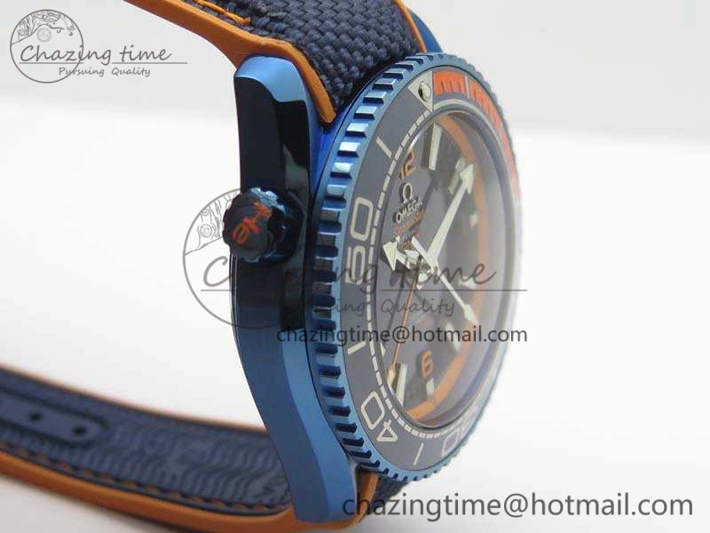 Planet Ocean 45mm GMT Blue DLC Black OMF Best Edition Blue Dial On Blue Gummy Strap A8906
