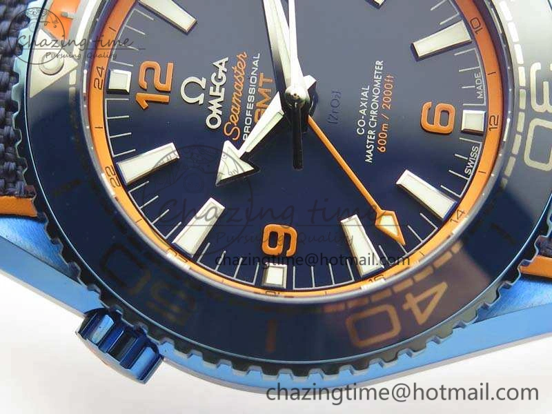 Planet Ocean 45mm GMT Blue DLC Black OMF Best Edition Blue Dial On Blue Gummy Strap A8906