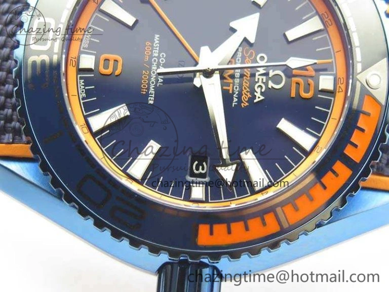 Planet Ocean 45mm GMT Blue DLC Black OMF Best Edition Blue Dial On Blue Gummy Strap A8906
