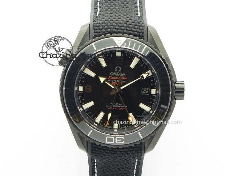Planet Ocean 45mm GMT DLC JHF Best Edition Black Dial On Rubber Strap A8906