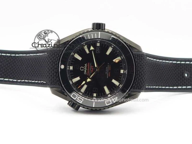 Planet Ocean 45mm GMT DLC JHF Best Edition Black Dial On Rubber Strap A8906