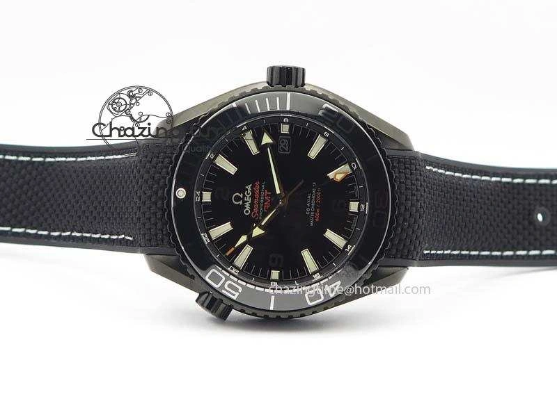 Planet Ocean 45mm GMT DLC JHF Best Edition Black Dial On Rubber Strap A8906