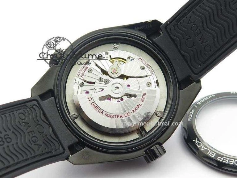Planet Ocean 45mm GMT DLC JHF Best Edition Black Dial On Rubber Strap A8906