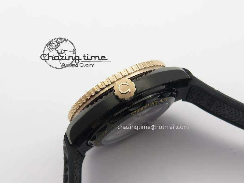Planet Ocean 45mm GMT DLC RG JHF Best Edition Black Dial On Leather Strap A8906