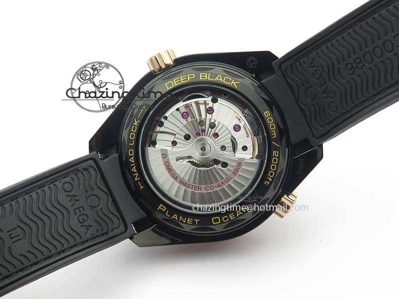 Planet Ocean 45mm GMT DLC RG JHF Best Edition Black Dial On Leather Strap A8906