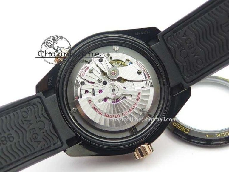 Planet Ocean 45mm GMT DLC RG JHF Best Edition Black Dial On Leather Strap A8906