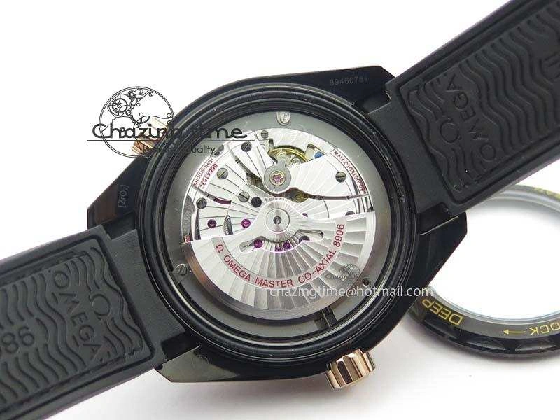 Planet Ocean 45mm GMT DLC RG JHF Best Edition Black Dial On Leather Strap A8906