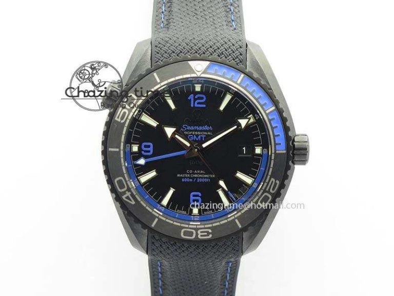 Planet Ocean 45mm Real Ceramic Blue BP-Maker Best Edition Black Dial On Nylon Rubber Strap A8906