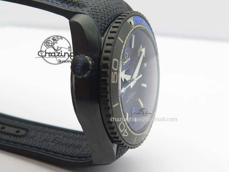 Planet Ocean 45mm Real Ceramic Blue BP-Maker Best Edition Black Dial On Nylon Rubber Strap A8906
