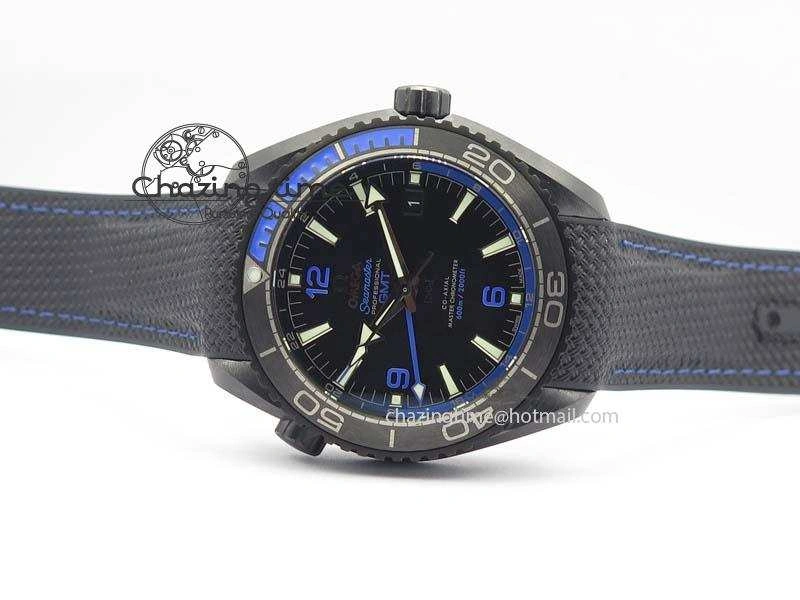 Planet Ocean 45mm Real Ceramic Blue BP-Maker Best Edition Black Dial On Nylon Rubber Strap A8906