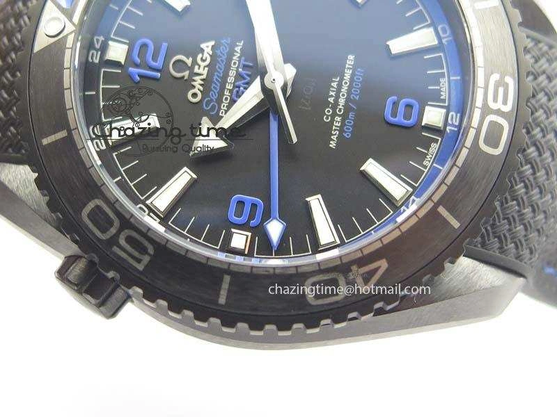 Planet Ocean 45mm Real Ceramic Blue BP-Maker Best Edition Black Dial On Nylon Rubber Strap A8906