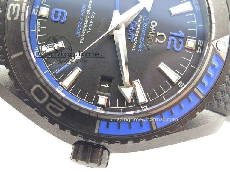 Planet Ocean 45mm Real Ceramic Blue BP-Maker Best Edition Black Dial On Nylon Rubber Strap A8906