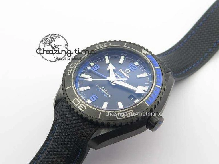 Planet Ocean 45mm Real Ceramic Blue BP-Maker Best Edition Black Dial On Nylon Rubber Strap A8906