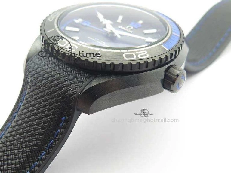 Planet Ocean 45mm Real Ceramic Blue BP-Maker Best Edition Black Dial On Nylon Rubber Strap A8906
