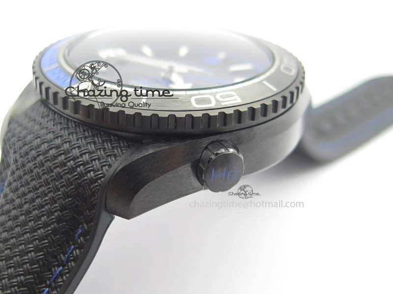 Planet Ocean 45mm Real Ceramic Blue BP-Maker Best Edition Black Dial On Nylon Rubber Strap A8906