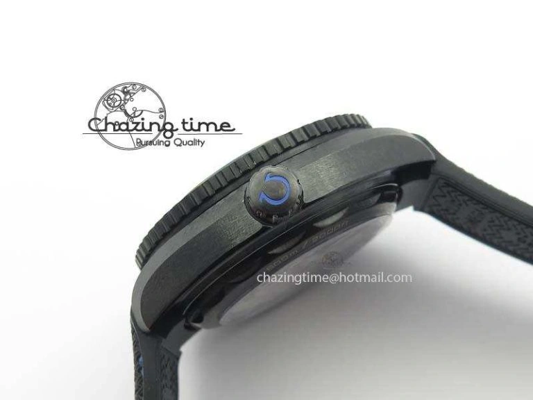 Planet Ocean 45mm Real Ceramic Blue BP-Maker Best Edition Black Dial On Nylon Rubber Strap A8906