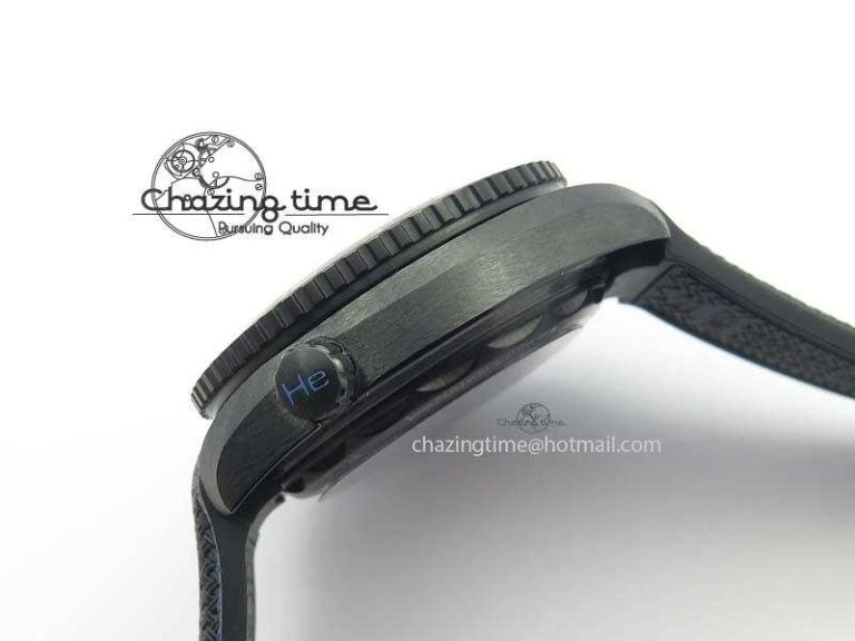 Planet Ocean 45mm Real Ceramic Blue BP-Maker Best Edition Black Dial On Nylon Rubber Strap A8906