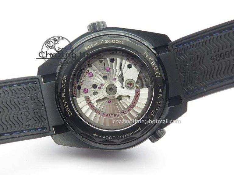 Planet Ocean 45mm Real Ceramic Blue BP-Maker Best Edition Black Dial On Nylon Rubber Strap A8906
