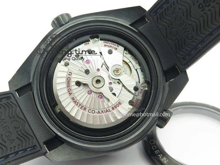 Planet Ocean 45mm Real Ceramic Blue BP-Maker Best Edition Black Dial On Nylon Rubber Strap A8906