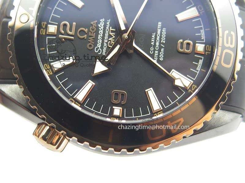 Planet Ocean 45mm Real Ceramic RG BP Best Edition Black Dial On Leather Strap A8906