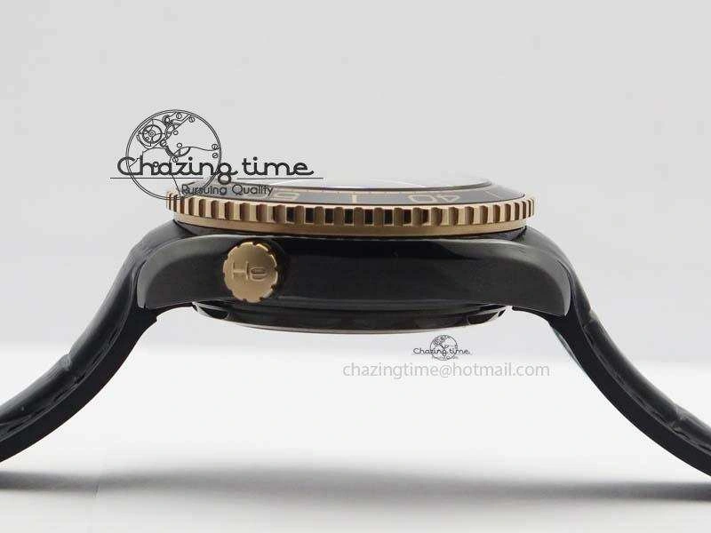 Planet Ocean 45mm Real Ceramic RG BP Best Edition Black Dial On Leather Strap A8906