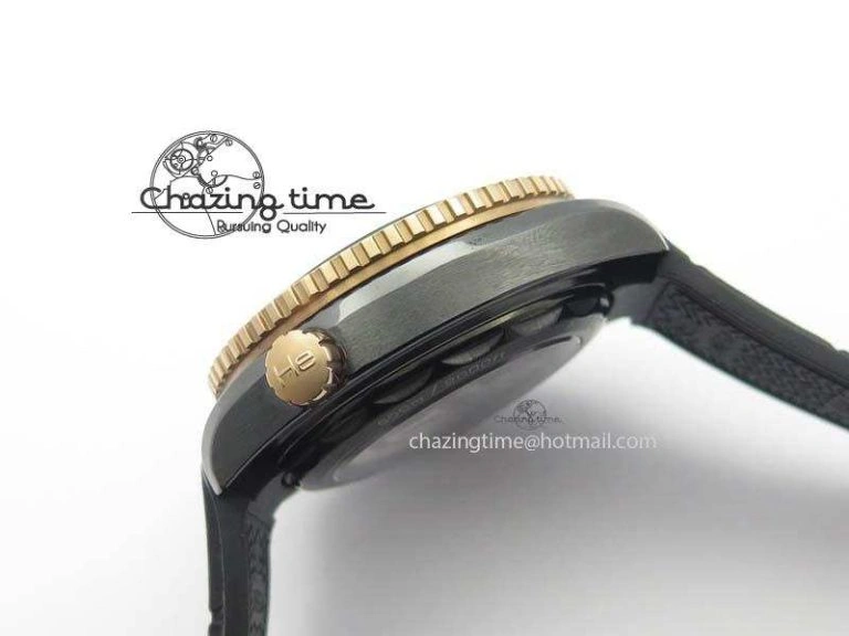 Planet Ocean 45mm Real Ceramic RG BP Best Edition Black Dial On Leather Strap A8906