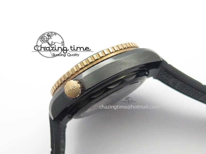 Planet Ocean 45mm Real Ceramic RG BP Best Edition Black Dial On Leather Strap A8906