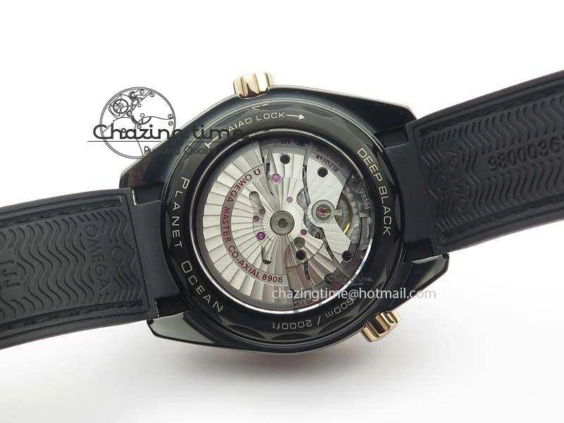 Planet Ocean 45mm Real Ceramic RG BP Best Edition Black Dial On Leather Strap A8906