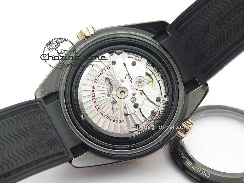 Planet Ocean 45mm Real Ceramic RG BP Best Edition Black Dial On Leather Strap A8906