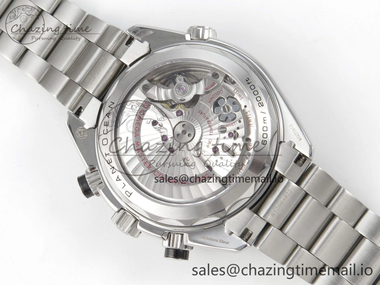 Planet Ocean 600M Chrono SS VRF 1:1 Best Edition Black Bezel Black Dial on SS Bracelet A9900